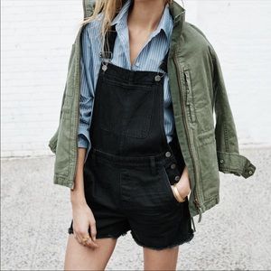 Madewell Adirondack Overalls Denim Shorts Black Size Medium
